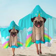 Magical Pug Rainbow Angle Printed Hooded Towel