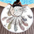 The Mooncatcher With Feather Printed Round Beach Towel