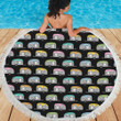 Camper Pattern Camping Themed Printed Round Beach Towel