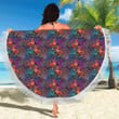 Vintage Colored Rooster Print Style Round Beach Towel