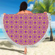 Purple And Yellow Optical Illusion Expansion Printed Round Beach Towel