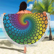 Flower Power Rainbow Spiral Printed Round Beach Towel