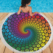 Flower Power Rainbow Spiral Printed Round Beach Towel