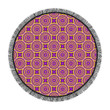 Purple And Yellow Optical Illusion Expansion Printed Round Beach Towel