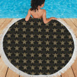 Gold Tribal Turtle Polynesian Design Printed Round Beach Towel