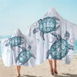 Bubble Turtle Into The Ocean Printed Hooded Towel