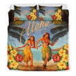 Hawaiian Aloha Hula Girl Hibiscus Polynesian Duvet Cover Bedding Set