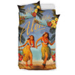Hawaiian Aloha Hula Girl Hibiscus Polynesian Duvet Cover Bedding Set