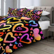 Colorful Hearts In Black Duvet Cover Bedding Set