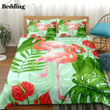 Flamingo Green Plants Duvet Cover Bedding Set