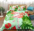 Flamingo Green Plants Duvet Cover Bedding Set