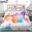 Colorful Watercolor Abstract Russia Map White Duvet Cover Bedding Set