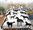 Black Horses Shadow Duvet Cover Bedding Set