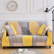 Yellow And Gray Abstract Stripe Pattern Art Pattern Sofa Couch Cover