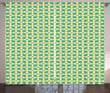 Geometric Repetition Yellow And Green Window Curtain Door Curtain