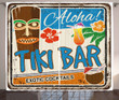 Vintage Sign Aloha Tiki Bar Pattern Window Curtain Door Curtain