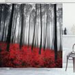 Mystical Foggy Woodland Black And Red Printed Shower Curtain