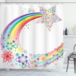 Nature Spring Floral Rainbow Shower Curtain Home Decor