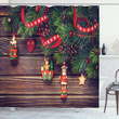 Vintage Toys Wood Christmas Shower Curtain Home Decor