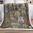 Route Us 66 Wooden Background Printed Sherpa Fleece Blanket