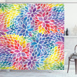 Rainbow Colored Leaves Flowers Pattern Printed Shower Curtain