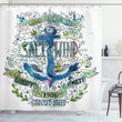 Ocean Blue Anchor Ghost Ship Pattern Printed Shower Curtain