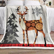 Deer By The Pine Snow Pattern Printed Sherpa Fleece Blanket