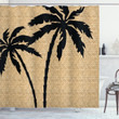 Palm Tree Silhouettes Beige Pattern Shower Curtain Home Decor