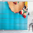Latin Sombrero Blue Wooden Shower Curtain Home Decor