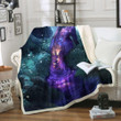 Galaxy Purple Wolf Printed Sherpa Fleece Blanket