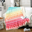 Ethnic Triangle Colorful Pattern Printed Sherpa Fleece Blanket