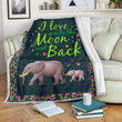 Elephant Love You To The Moon Green Letters Background Printed Sherpa Fleece Blanket