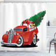 Red American Truck Shower Curtain Home Decor