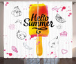 Hello Summer Ice Cream Pattern Window Curtain Door Curtain
