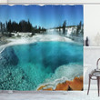 Snowy Forest Pool Scenery Shower Curtain Home Decor