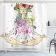 Girl Floral Wreath Lotus Yoga Shower Curtain Home Decor