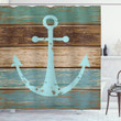Nautical Rustic Blue Anchor Printed Shower Curtain