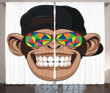 Hipster Monkey Glasses Smile Window Curtain Door Curtain