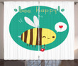 Winking Bumblebee Bee Happy Pattern Window Curtain Door Curtain