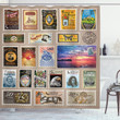 Traveler Tourist Stamps Collection Shower Curtain Home Decor