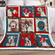 Dog Red And Blue Patchwork Background Printed Sherpa Fleece Blanket