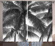 Gray Coconut Palms Tropical Window Curtain Door Curtain