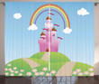 Clouds Princess Castle Rainbow Window Curtain Door Curtain