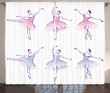 Dancer Women Watercolors White Background Window Curtain Door Curtain
