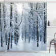 Snow Covered Forest Pattern Printed Shower Curtain