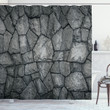 Stone Wall Rough Rusty Grey Pattern Printed Shower Curtain