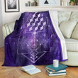 Hypercube Purple Galaxy 3D Printed Sherpa Fleece Blanket