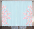Floral Branches Bloom Pale Blue Window Curtain Door Curtain