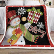 Snowman Gift Merry Pattern Printed Sherpa Fleece Blanket