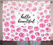 Watercolor Buds Words Hello Beautiful Pattern Printed Window Curtain Home Decor